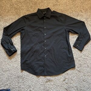 Alfani Dress Shirt Men's XL 17-17.5 34-35 Black Slim Fit Button Up Long Sleeves